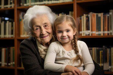 grandmother at library