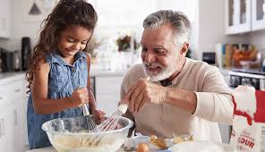 A Man Teaching A Child To Cook Image In Color